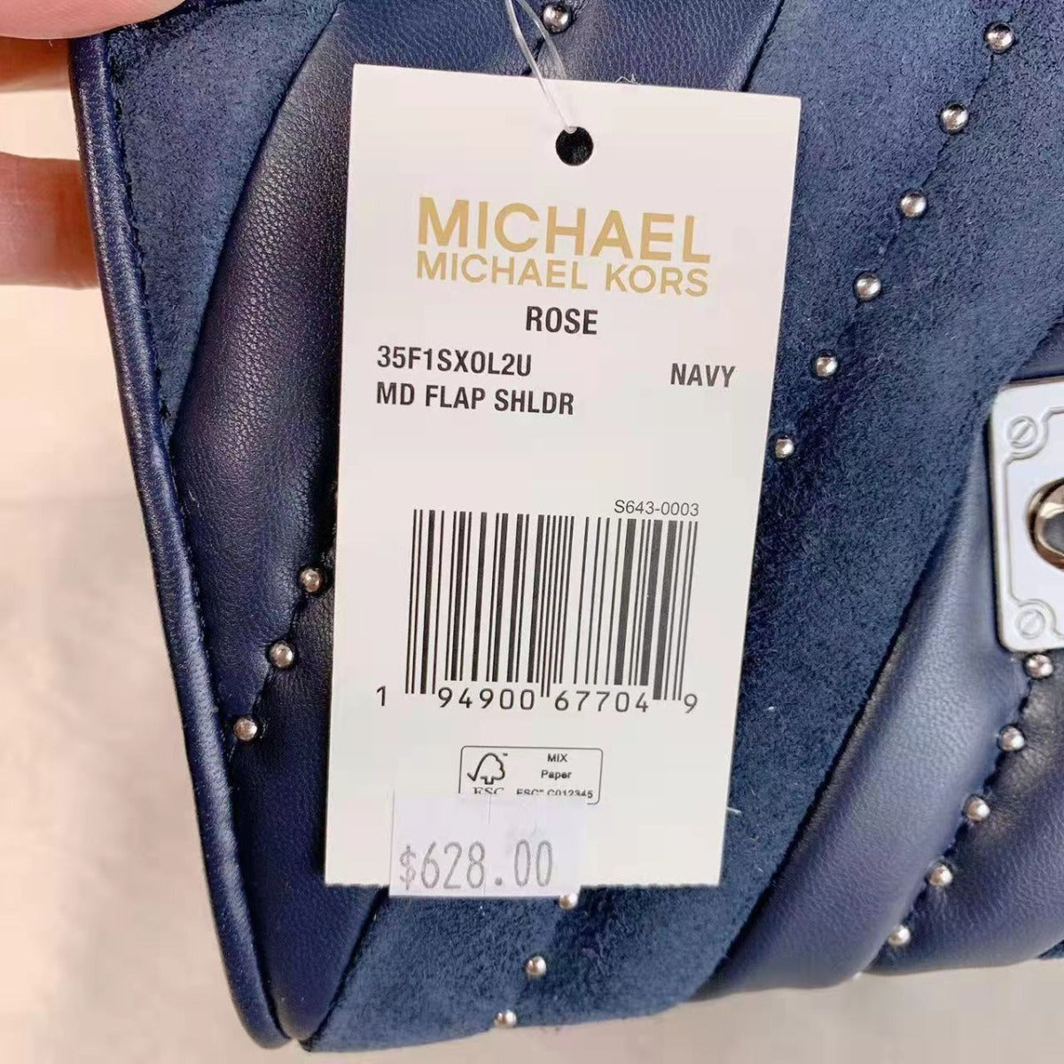 Michael Kors 35F1SX0L2U Rose Flap Shoulder Navy Bag w/Tags Michael Kors 35F1SX0L2U Rose Flap Shoulder Navy Bag w/Tags